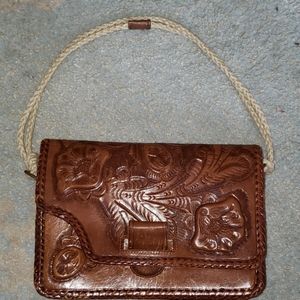 Handmade Tooled Leather Mini Purse One Of A Kind